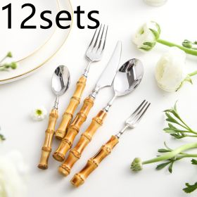 Creative Bamboo Tableware 304 Stainless Steel Steak Cutlery (Option: 12sets Suit)