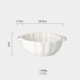 Nordic Household Tableware Large Binaural Salad Ceramic Bowl (Color: White)