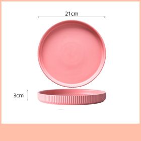 Home Creative Personality Striped Steak Plate (Option: Pink-8inch shallow dish)