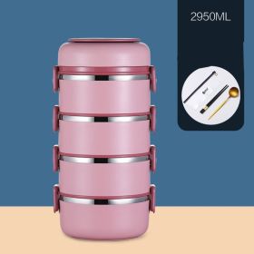 304 Stainless Steel Insulated Barrel Multi-layer Lunch Box (Option: Pink-10 Style)