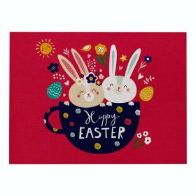 Home Cartoon Rabbit Kitchen Insulation Coaster Anti-scalding Cotton And Linen Western Placemat (Option: CD06413-Cotton and linen-32X42cm)