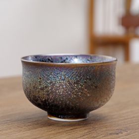 Colorful Black Gold Kiln Variation Tianmu Glazed Ceramic Tea Cup (Option: 2style)