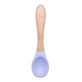 Silicone Baby Food Supplement Tableware Silicone Spoon (Option: Light purple-3.2x14cm)