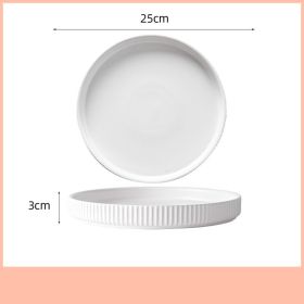 Home Creative Personality Striped Steak Plate (Option: White-10inch shallow dish)