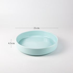 Japanese Flower Arrangement Ceramic Chinese Flower Plate (Option: Cyan-21cm Plate)