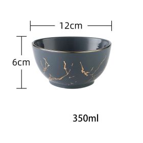 Nordic Light Luxury Style Phnom Penh Marble Household Bowl (Option: Grey-4.5inch)