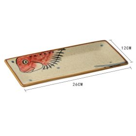 Underglaze Creative Tableware Rectangular Ceramic Cooking Sushi Plate (Option: Red blessing fish)