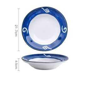 Ceramic Breakfast Plate Round Deep Plate Flat Plate (Option: Thread)