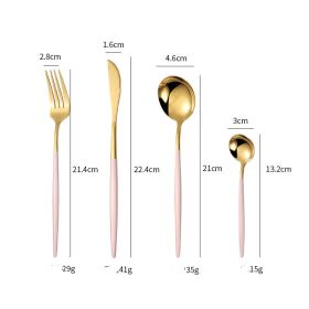 4-piece Stainless Steel Western Cutlery Set (Option: Pink gold fourpiece suit)