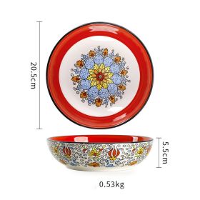 Creative Round Hand Painted Household Ceramic Plate 8 Inch (Option: Blooming)