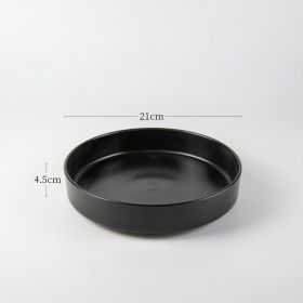 Japanese Flower Arrangement Ceramic Chinese Flower Plate (Option: Matt Black-21cm Plate)