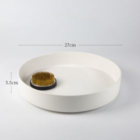 Japanese Flower Arrangement Ceramic Chinese Flower Plate (Option: Matt White-27cmPlate 7cm Sword Mountain)