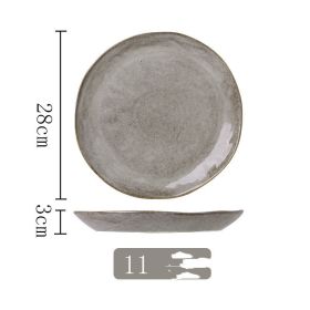 Kiln Into Ceramic Tableware Creative Hotel Steak Plate (Option: Stone grain11 inch plate)