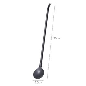 304 Food Grade Stainless Steel Tableware Straw Spoon (Option: Black-1PC-25cm)