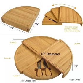 Bamboo Drawer Cheese Knife Bread Fruit Snack Plate (Option: Two knives)