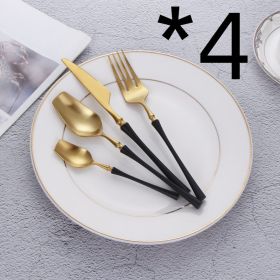 304 Stainless Steel Small Waist Cutlery (Option: Sanding black gold-4Piece set X4)