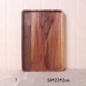 Japanese Style Wooden Black Walnut Rectangular Dinner Plate (Option: No.7 34x23x2cm-Whole wood)