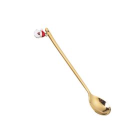 304 Stainless Steel Christmas Spoon (Option: Gold-Santa Claus)