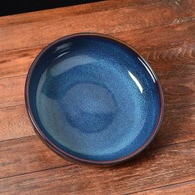 Japanese Style Kiln Changed Ceramic Soup Plate (Option: Dark Blue-8inch)