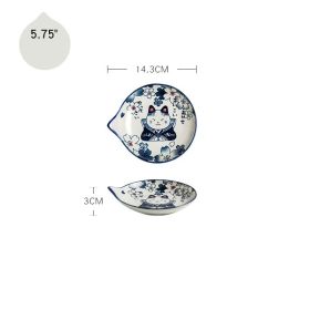 Cute Cat Plate Home Creative Ceramics (Option: Sakura dish-5.75inches)