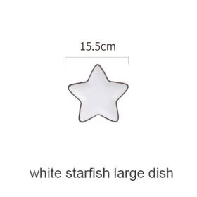 Cute Household Ceramic Plate Ocean Wind Cartoon Bowls And Dishes Tableware Set (Option: Starfish album white)