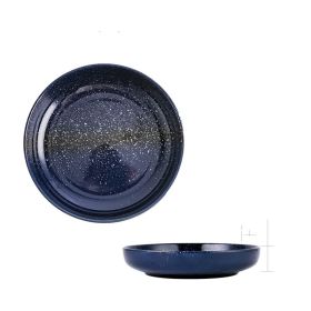 Japanese-style Household Deep Mouth Dish Ceramic Large Soup Plate Creative Round (Option: Sea of fog-8inch)