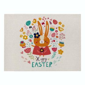 Home Cartoon Rabbit Kitchen Insulation Coaster Anti-scalding Cotton And Linen Western Placemat (Option: CD0648-Cotton and linen-32X21cm)