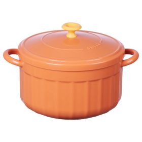 Stainless Steel Instant Noodle Bowl With Lid Instant Noodle Bowl Dormitory (Color: Orange)