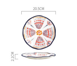 Retro Hand Drawn Dishes Home Rice Bowls (Option: 8inch flat plate)