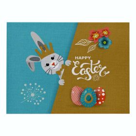 Home Cartoon Rabbit Kitchen Insulation Coaster Anti-scalding Cotton And Linen Western Placemat (Option: CD06412-Polyester hemp-32X42cm)