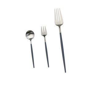 Electroplating Western Tableware Stainless Steel Cutlery Set (Option: Dark blue-Suit)