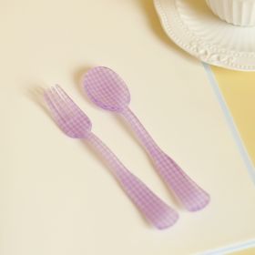 Floral Plaid Decorative Plate Flower Acrylic Spoon (Option: D)