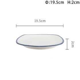 Restaurant Pasta Fruit Matte Ceramic Rib Plate (Option: 8inch blue line stroke)