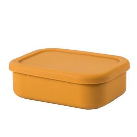 Silicone Lunch Box With Three Compartments (Color: Yellow)