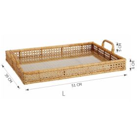 Tea Table Storage Rattan Desktop Storage Box Tray (Option: Large rectangle)