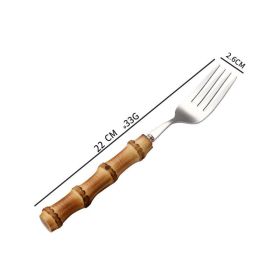 Creative Bamboo Tableware 304 Stainless Steel Steak Cutlery (Option: Dessert fork)