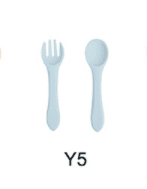 High Quality Natural 100 Food Grade Inventory Easy To Rinse Spoon Weaning Unbreakable Rubber Fork Dishwasher Safe Feeding Set (Option: Y5-Silicone fork spoon)