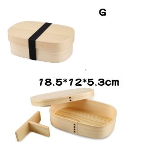 Wooden Lunch Box, Lunch Box Size Single And Double Layer Portable (Option: G style)