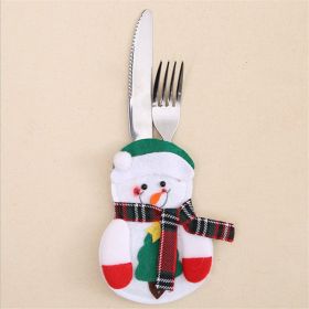 Christmas Decoration Restaurant Hotel Layout Pocket Fork Knife Cutlery Holder Santa Claus Fork Knife Gloves Bag Table Decor (Option: Snowman)