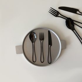 Stainless Steel Western Fork Creative Steak Dessert Tableware (Option: 3piece black dessert set)