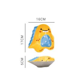 Creative Dinosaur Ceramic Japanese Cute Children's Tableware Set (Option: Yellow-S)