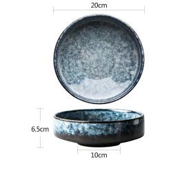 Japanese Vintage Frosted Ceramic Bowl Feature Restaurant Ideas (Option: Grey blue-8inches)