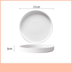 Home Creative Personality Striped Steak Plate (Option: White-8inch shallow dish)