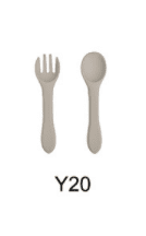 High Quality Natural 100 Food Grade Inventory Easy To Rinse Spoon Weaning Unbreakable Rubber Fork Dishwasher Safe Feeding Set (Option: Y20-Silicone fork spoon)