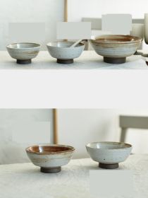 Personalized Rice Bowls Retro Stoneware Dishes Homestay Cooking Tableware (Option: Rice bowl)