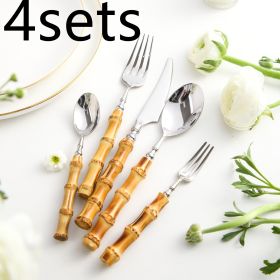 Creative Bamboo Tableware 304 Stainless Steel Steak Cutlery (Option: 4sets Suit)