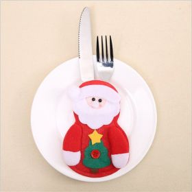 Christmas Decoration Restaurant Hotel Layout Pocket Fork Knife Cutlery Holder Santa Claus Fork Knife Gloves Bag Table Decor (Option: Old man)