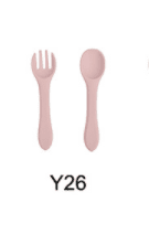 High Quality Natural 100 Food Grade Inventory Easy To Rinse Spoon Weaning Unbreakable Rubber Fork Dishwasher Safe Feeding Set (Option: Y26-Silicone fork spoon)