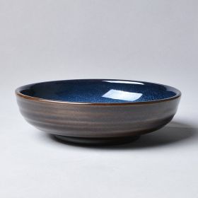 Japanese Style Kiln Changed Ceramic Soup Plate (Option: Dark Blue-8.2inch)