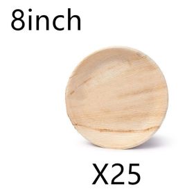 Palm Leaf Biodegradable Disposable Plate (Option: Wooden round-8inches-25PCS)